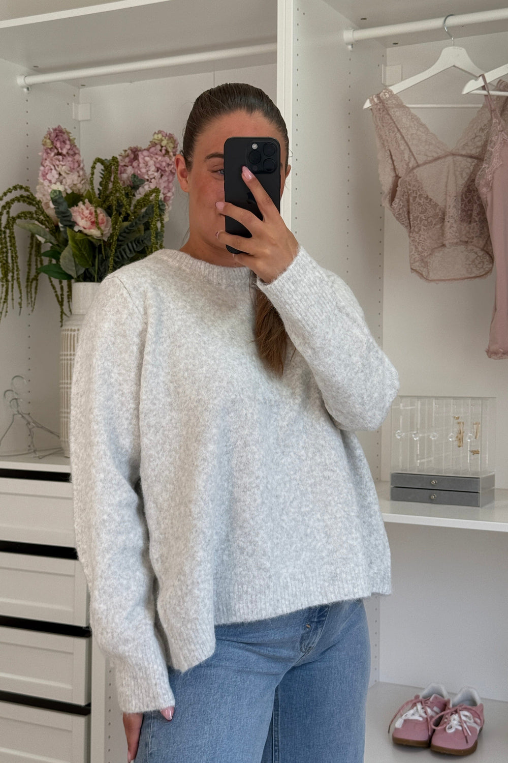 A-bee - Tina Striktrøjer - Light grey Strikbluser