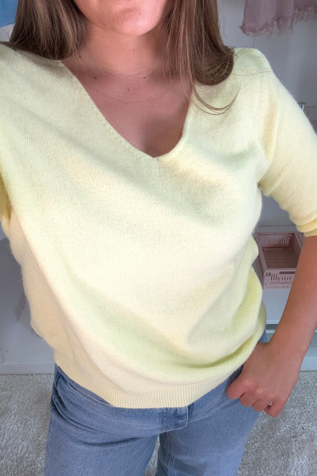 A-bee - Zara Strikbluse - Light yellow Strikbluser