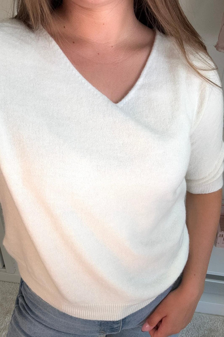 A-bee - Zara Strikbluse - White Strikbluser