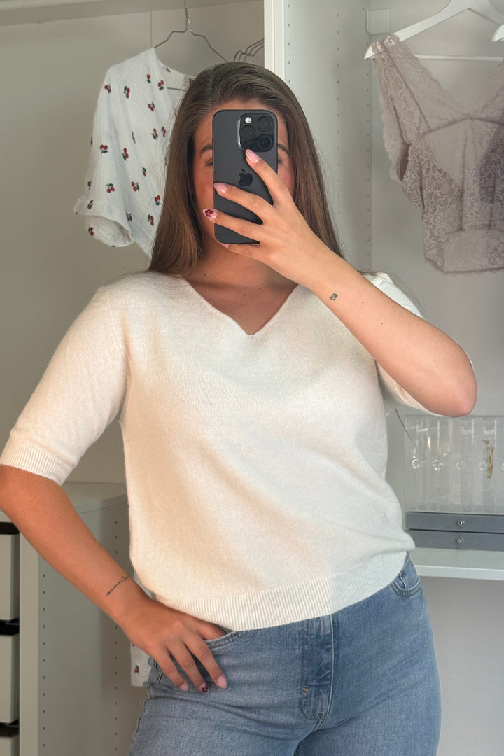 A-bee - Zara Strikbluse - White Strikbluser