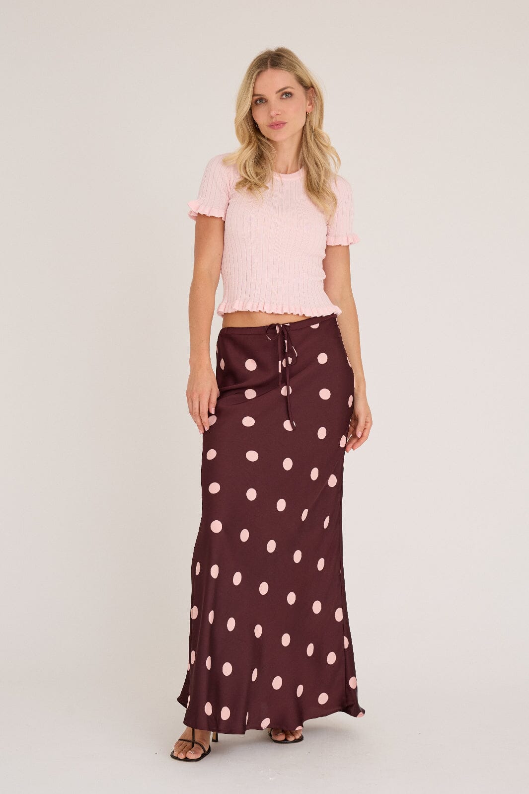A-View - Emily Dot Skirt AV8192 - 373 - Bordeaux/Rose Nederdele