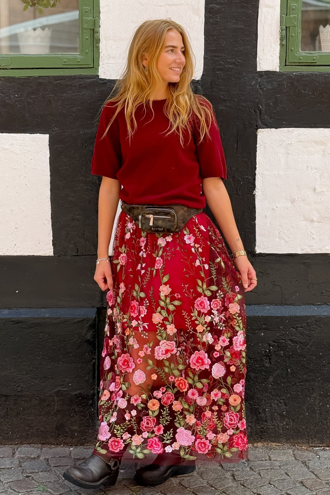 A-View - Fuschia Skirt AV4624 - 373 - Bordeaux/Rose Nederdele