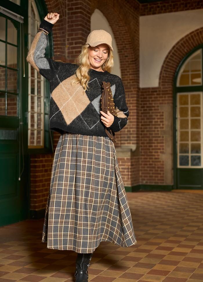 Black Colour - Bcbeth Argyle Knit Jumper 1226 - Black Strikbluser