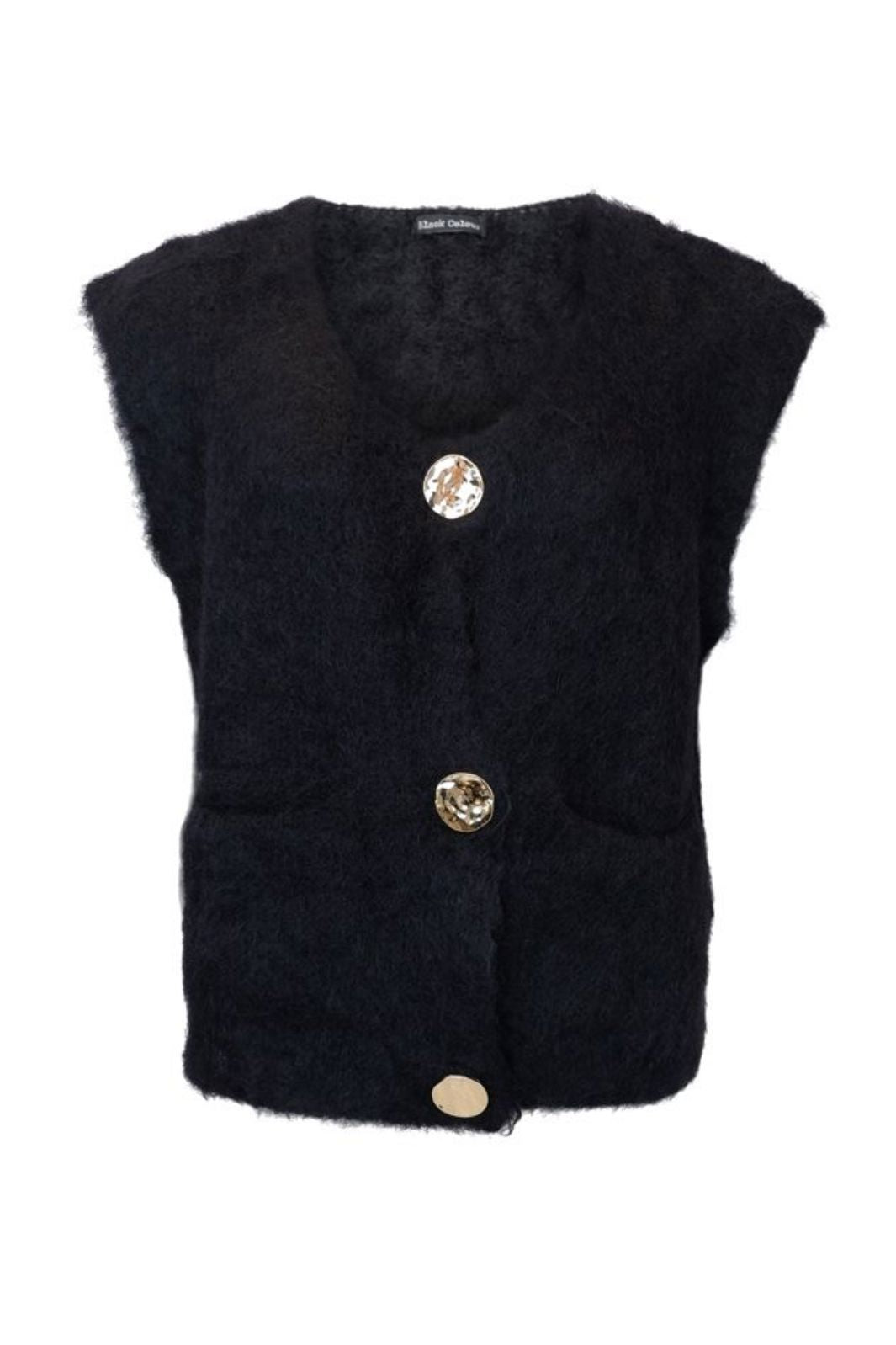 Black Colour - Bcbjoerk Knitted Button Vest 1217 - Black Strikbluser