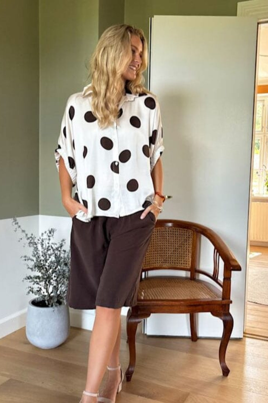 Black Colour - Bcmabel Shirt Blouse 40988 - Off White Dot Skjorter