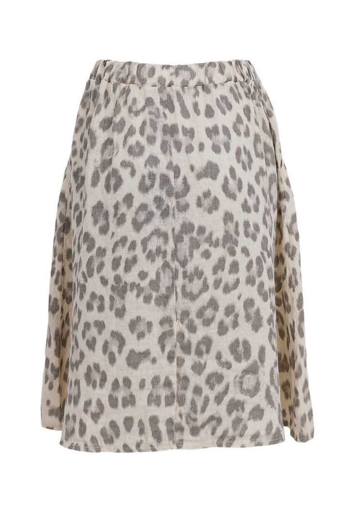 Black Colour - Bcmelina Short Linen Skirt 40910 - Natural Leo