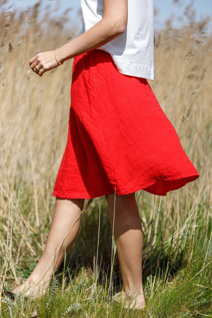 Black Colour - Bcmelina Short Linen Skirt 40910 - Red