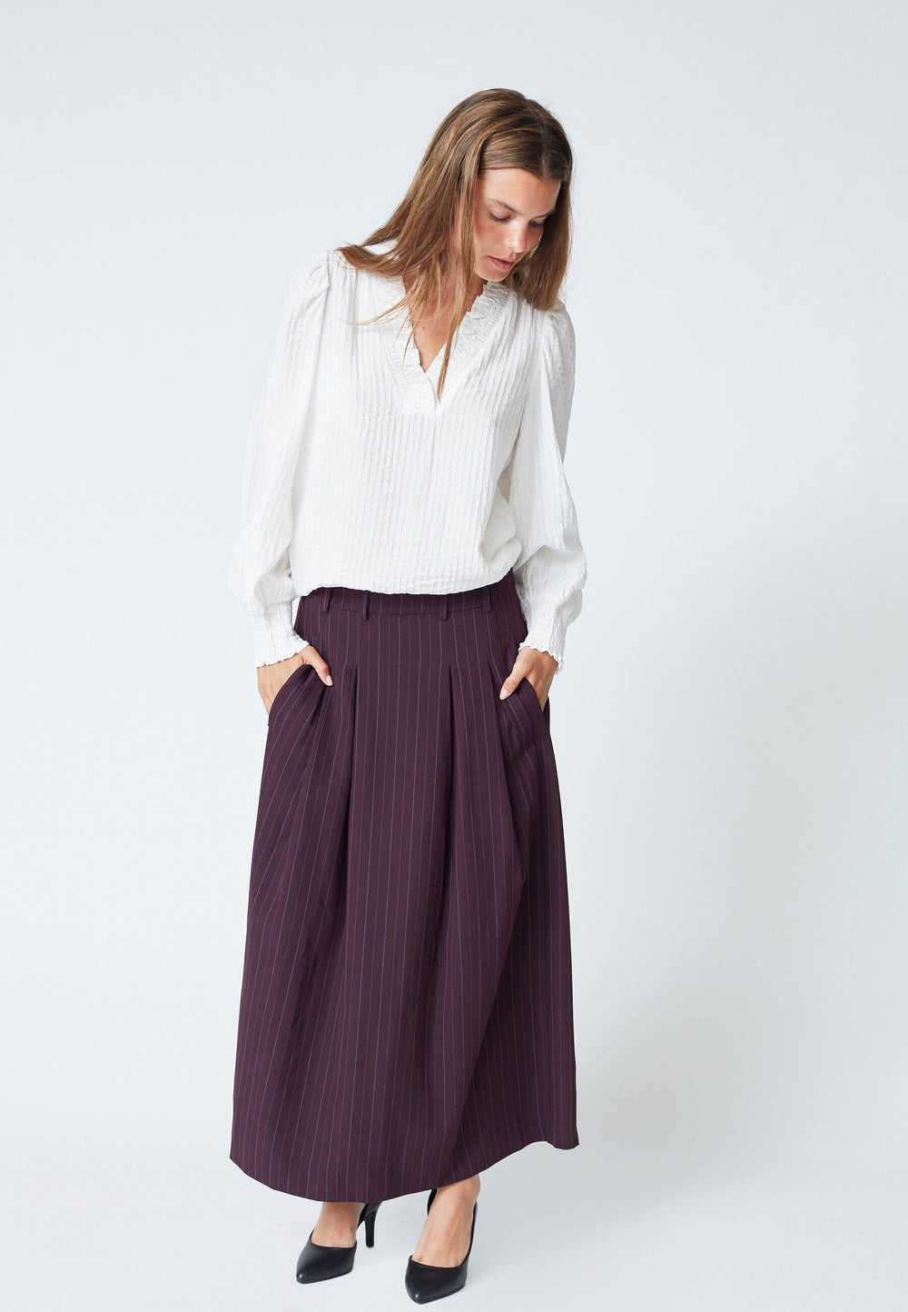 Co´Couture - Anyacc Trinny Pleat Skirt 44001 - 67 - Plum Nederdele