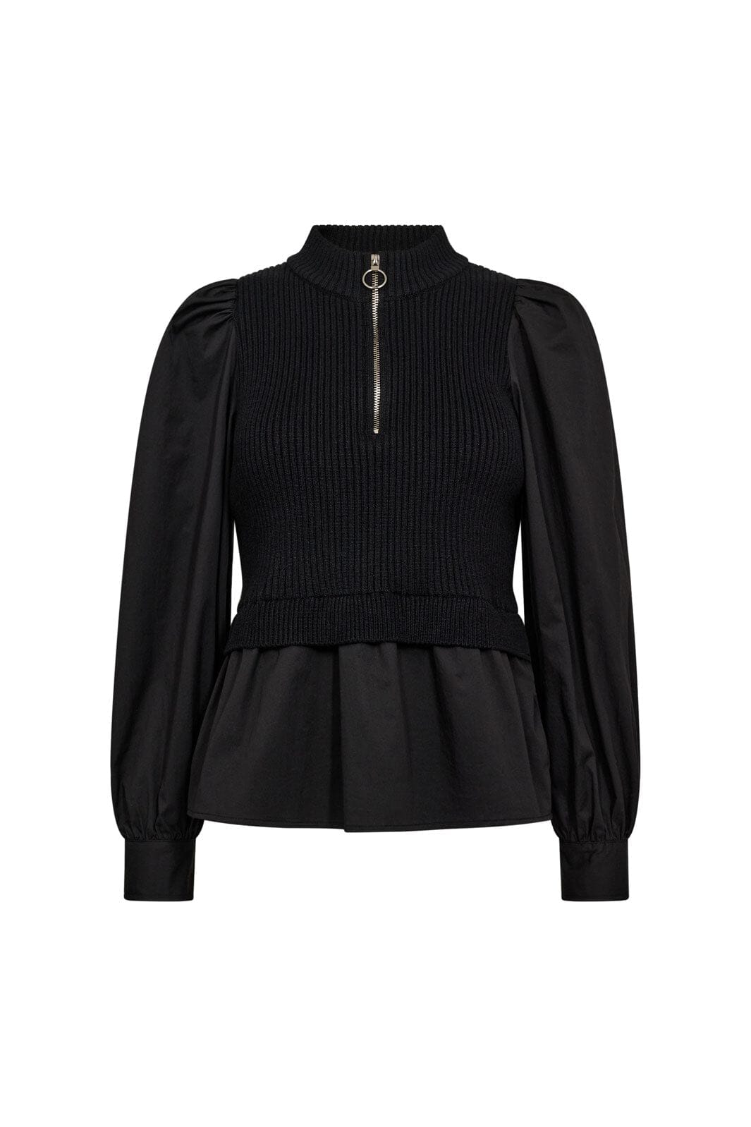 Co´Couture - Elisabethcc Mix Zip Knit 32192 - 96 - Black