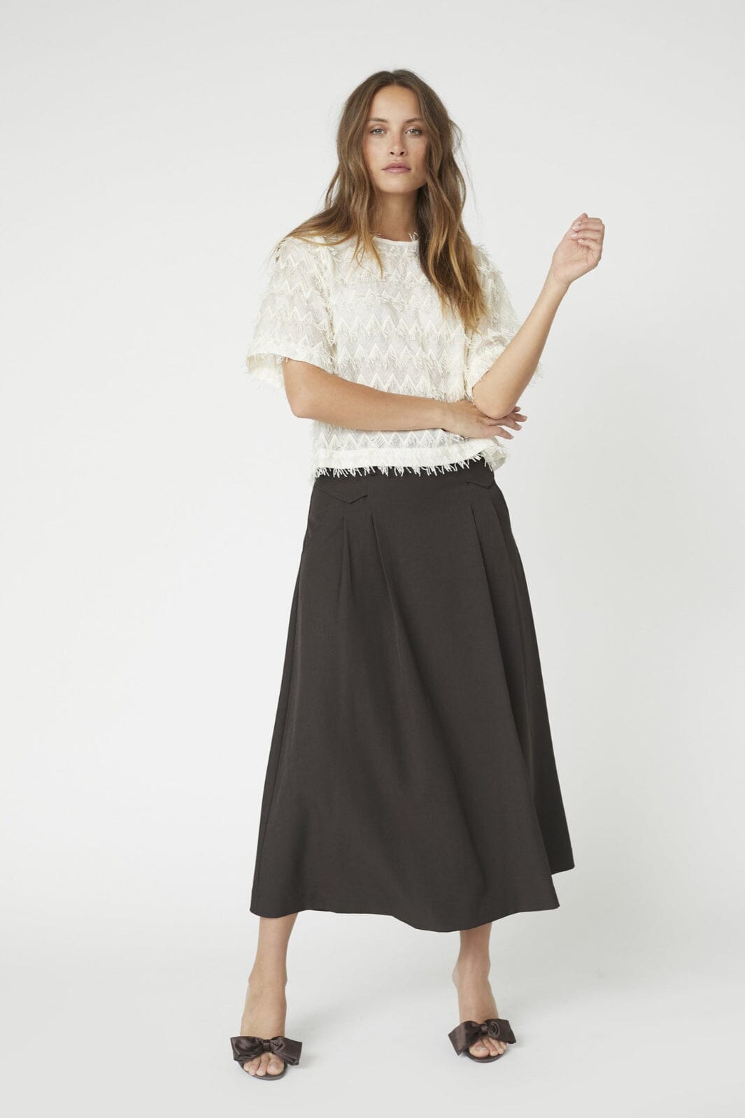 Co´Couture - Lunacc Pocket Pleat Skirt 34222 - 145 - Dark Brown Nederdele