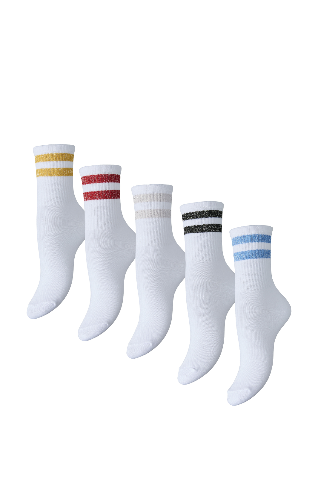 Pieces - Pccally Lurex Stripe 5 Pack Socks Pwp - 4808919 Bright White 5