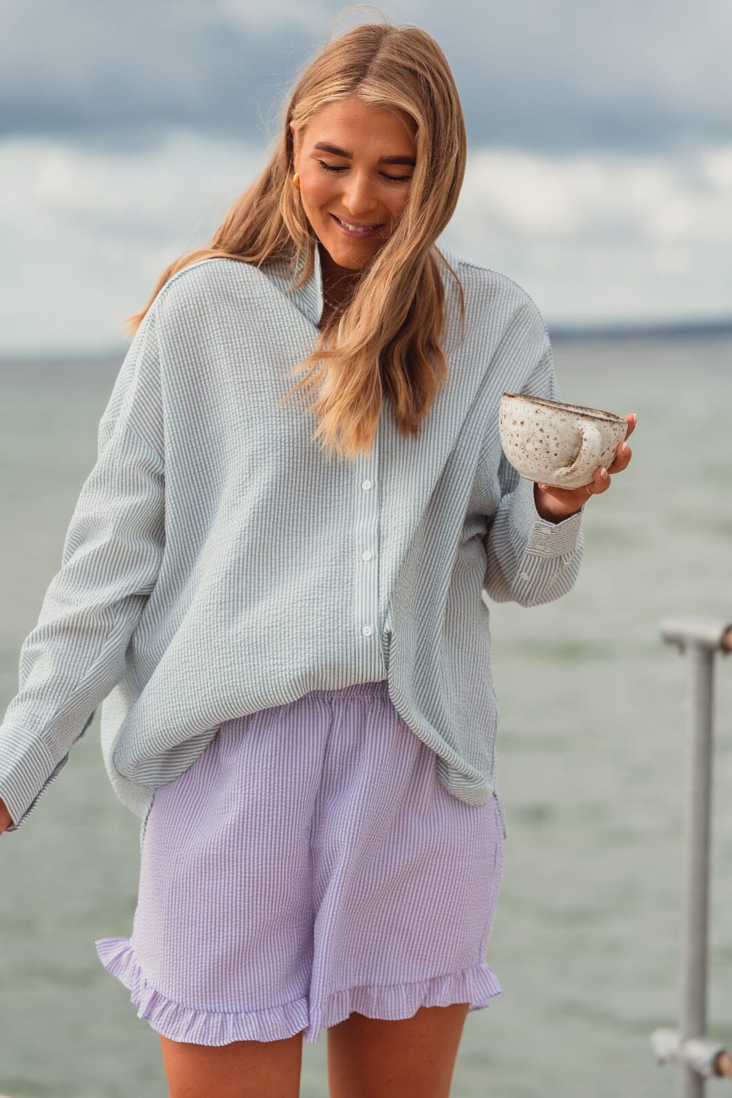 Forudbestilling - A-VIEW - Sonja Shirt - 122 Green/White (Maj/Juni) Skjorter