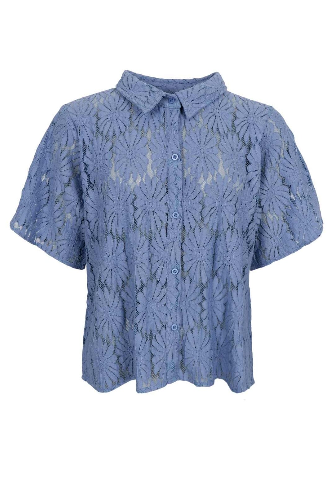 Black Colour - Bccosmos Ss Flower Shirt 40889 - Lt. Blue