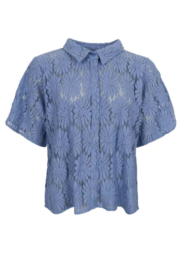 Black Colour - Bccosmos Ss Flower Shirt 40889 - Lt. Blue