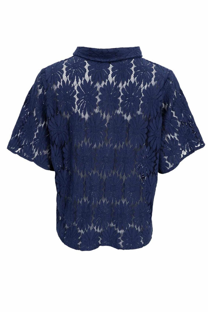 Black Colour - Bccosmos Ss Flower Shirt 40889 - Navy