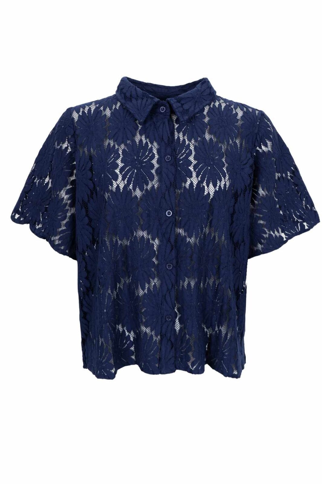 Black Colour - Bccosmos Ss Flower Shirt 40889 - Navy