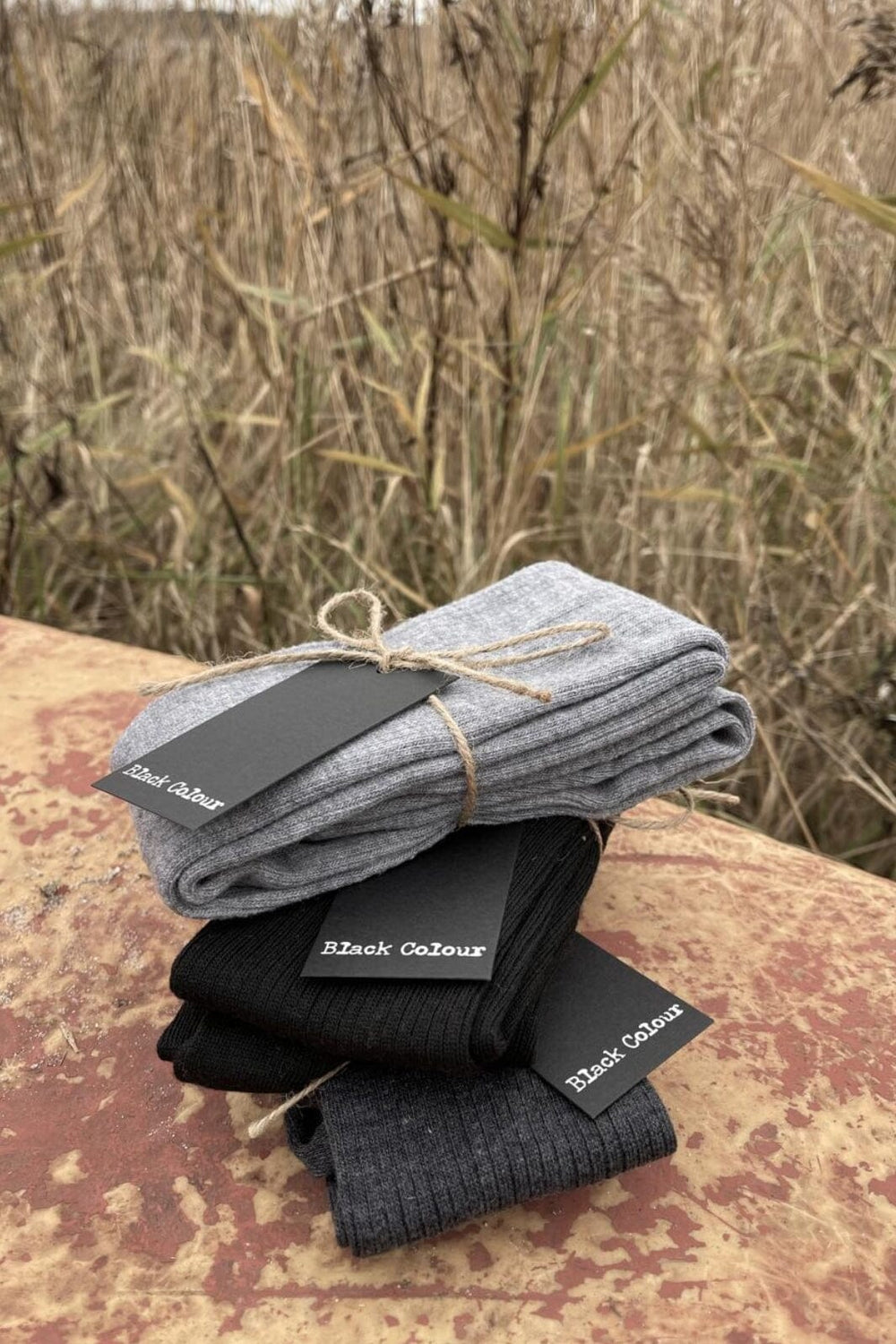 Forudbestilling - Black Colour - Bcmalika Kneehigh Rib Sock - Black Strømper