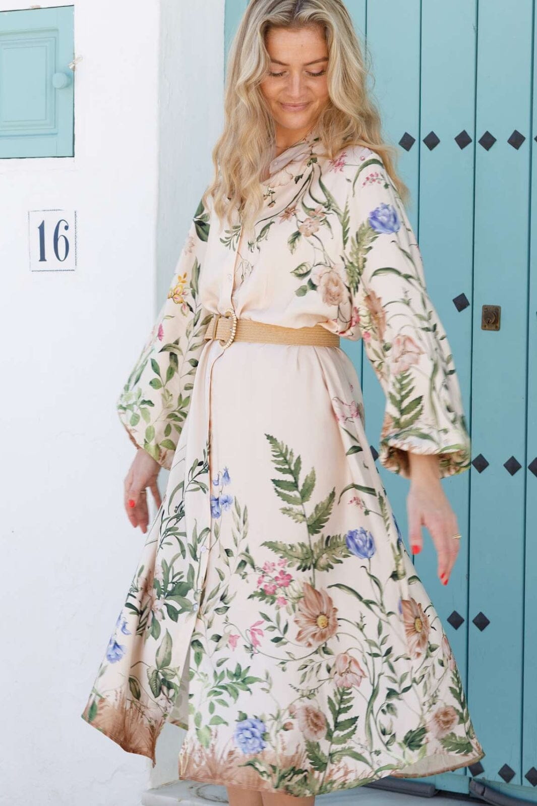 Black Colour - Bczennia Flower Dress 40901 - Champagne