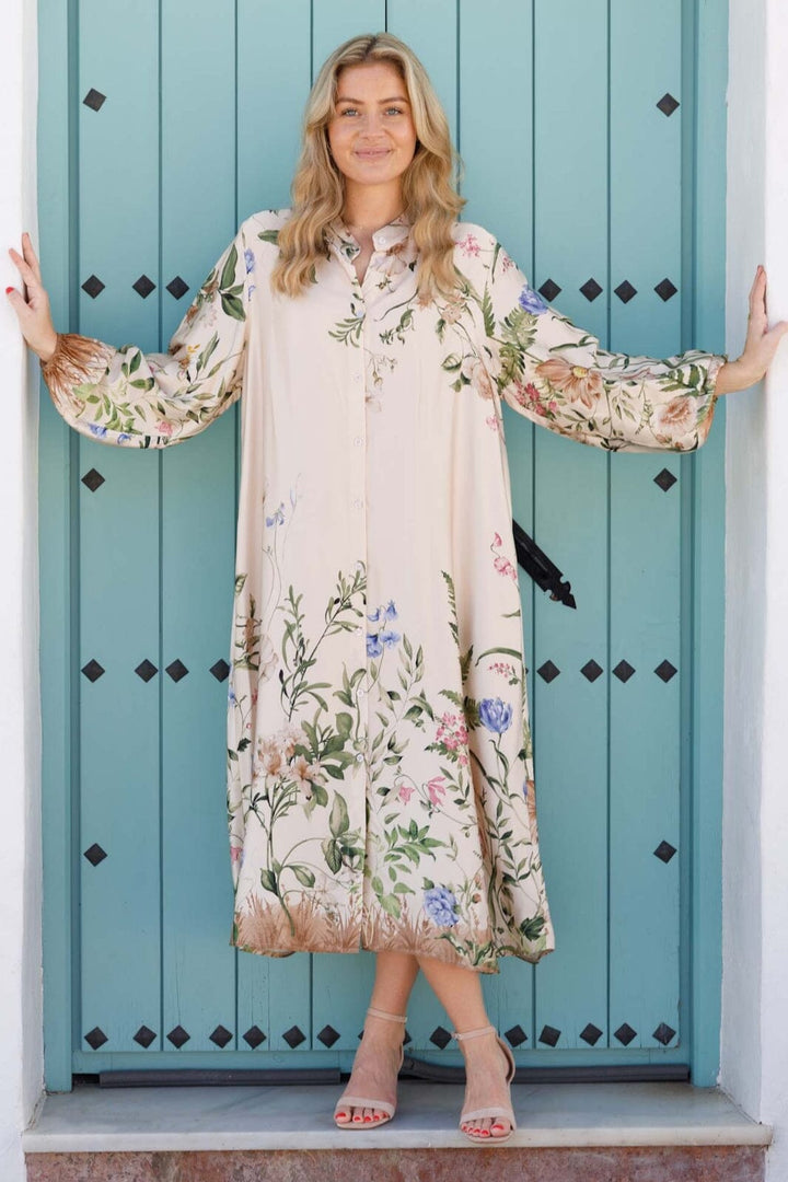 Black Colour - Bczennia Flower Dress 40901 - Champagne