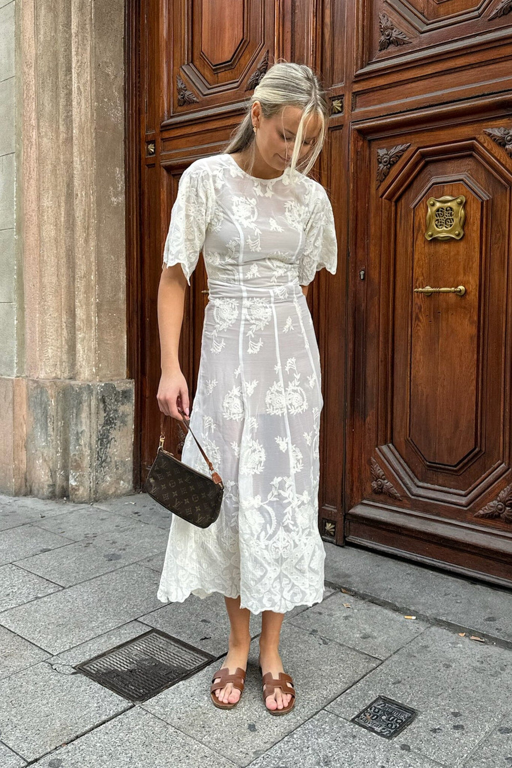 Forudbestilling - BYIC - Ellinoric Lace Long Dress - vw Vintage White Kjoler