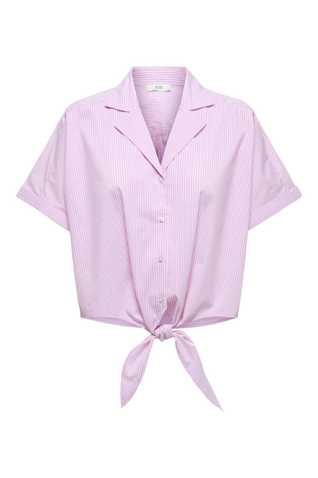 JDY - Jdymio S/S Knot Shirt Dia - 4951321 Shocking Pink Small White Stripes