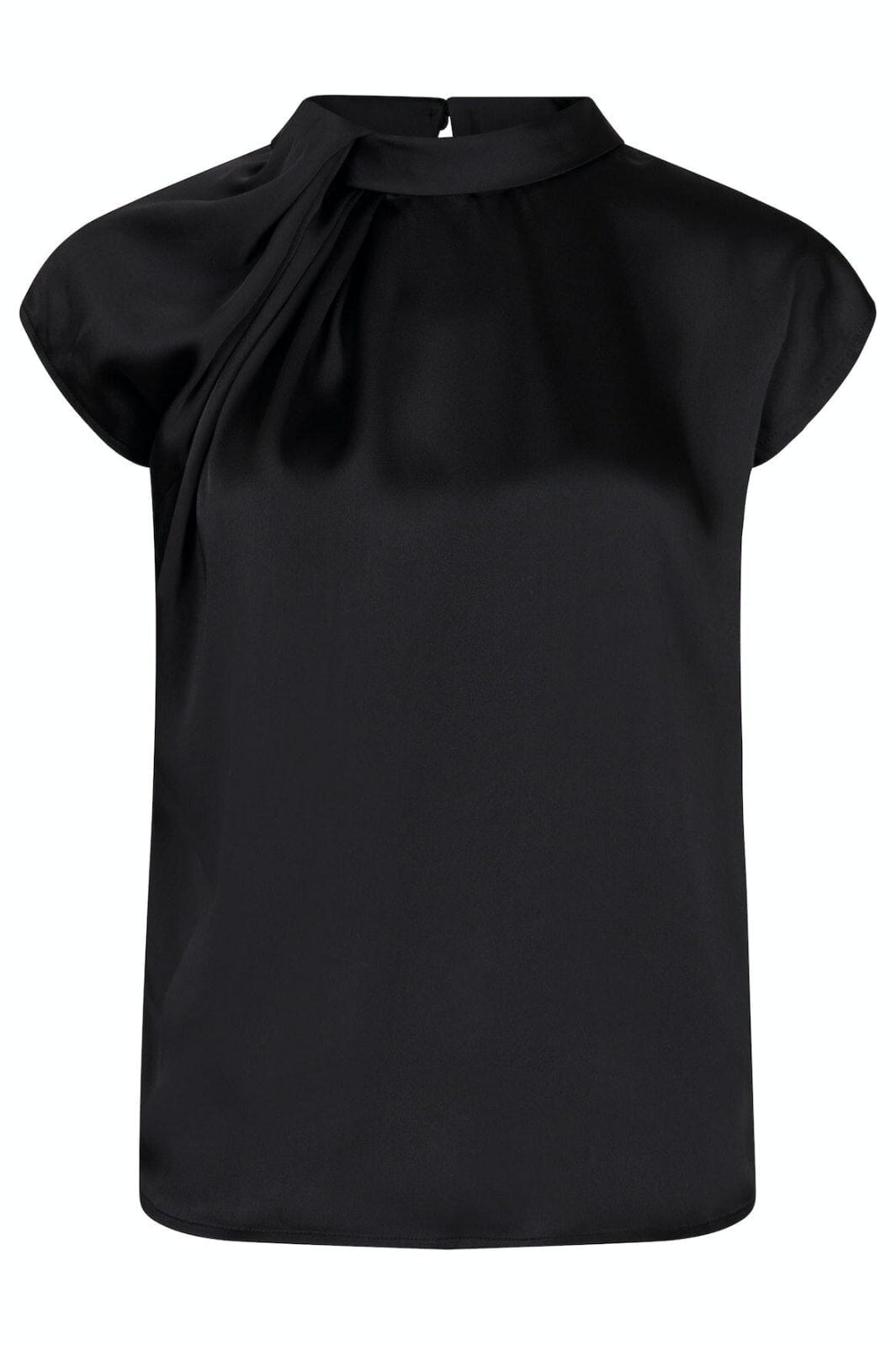 Forudbestilling - Neo Noir - Fleur Drapy Satin Blouse - 100 Black Bluser