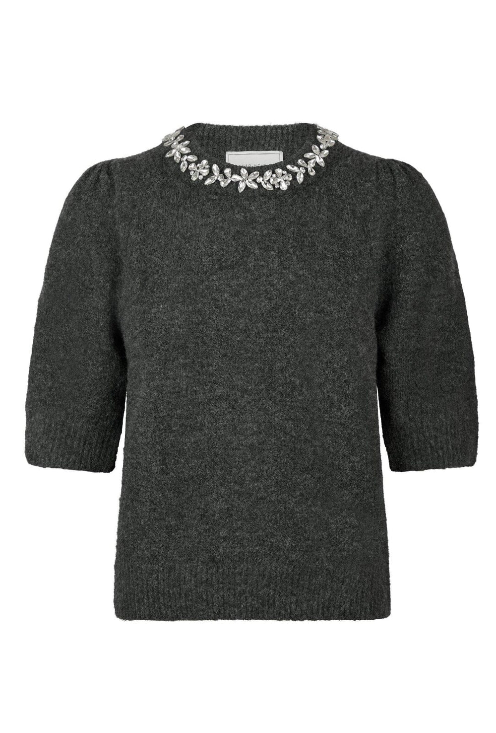 Forudbestilling - Neo Noir - Maia Stone Knit Blouse - Antracit Melange Strikbluser