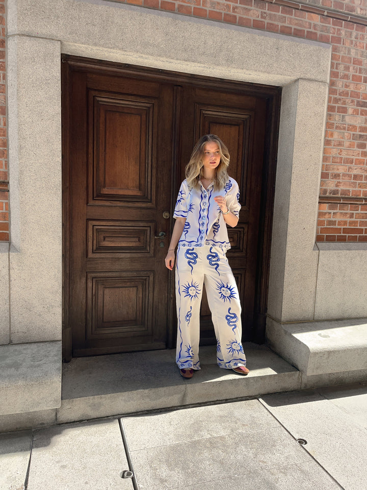 Forudbestilling - Noella - Kimona Pants 13060002 - 1313 Chana Blue Print Bukser