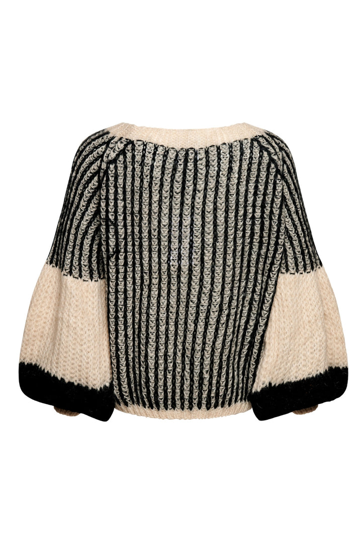 Forudbestilling - Noella - Liana Knit Sweater - Cream/black (August/September) Strikbluser