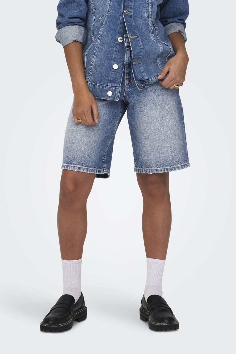 Forudbestilling - Only - Onlmate Reg Baggy Long Shorts - 4674440 Medium Blue Denim