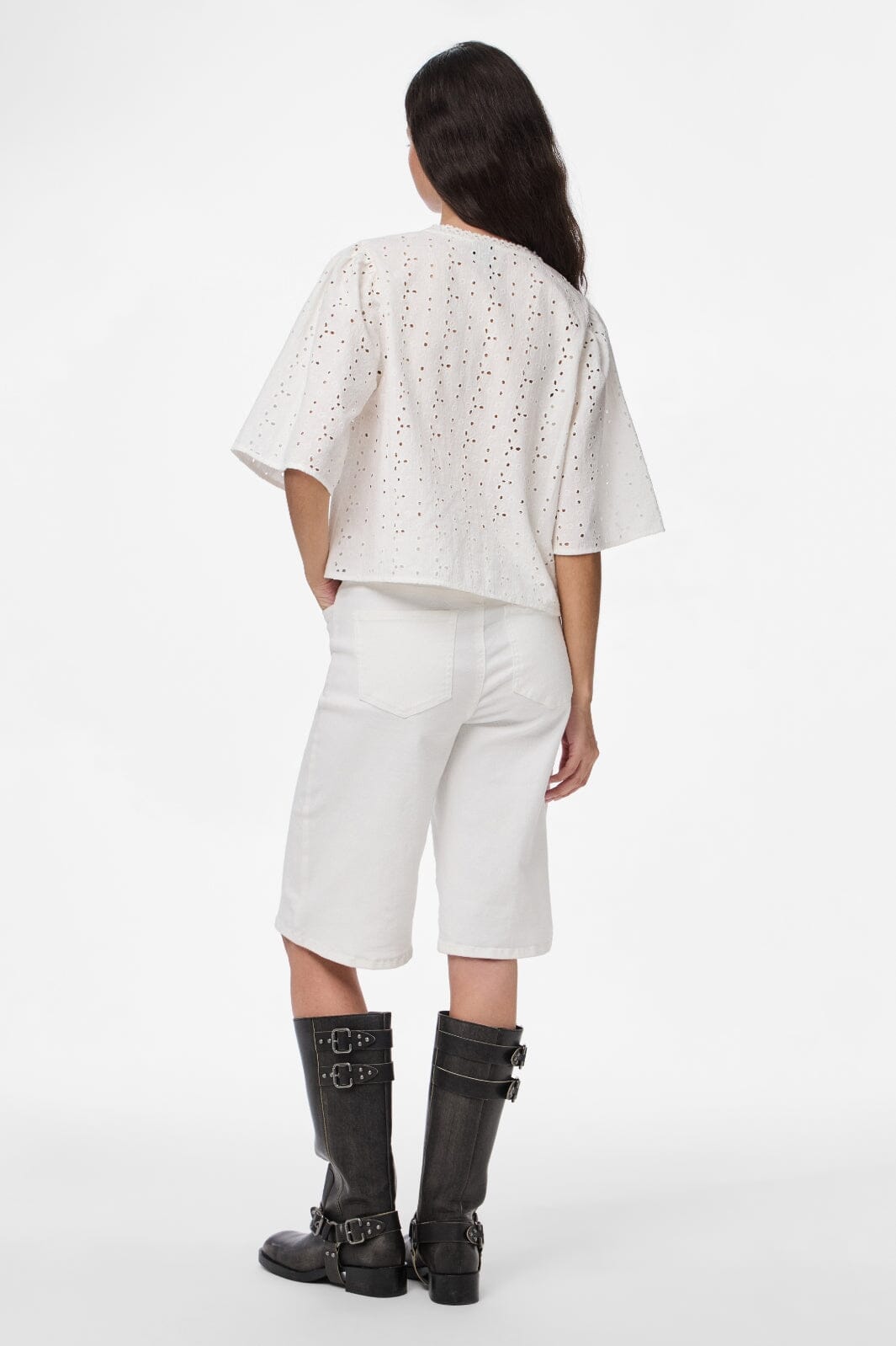 Pieces - Pctyla 2/4 V-Neck Tie Top Pp - 4935352 Cloud Cream