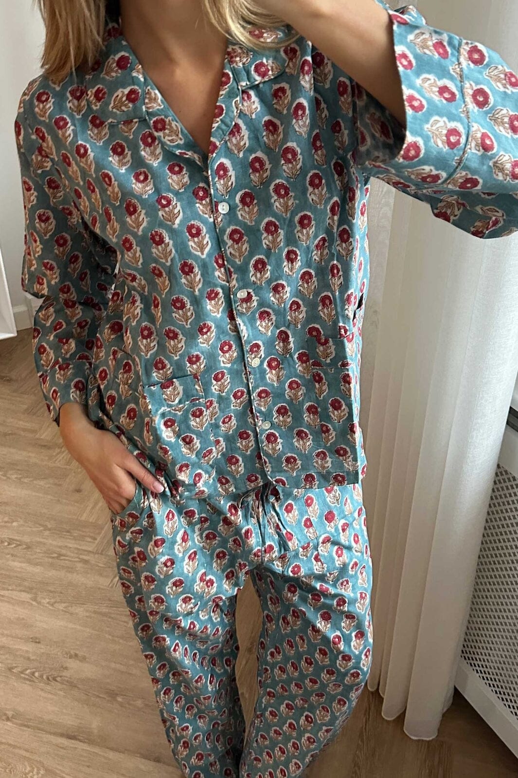 Forudbestilling - Sissel Edelbo - Nuit Pyjamas Set SE 1673 - Dusty Blue Nattøj