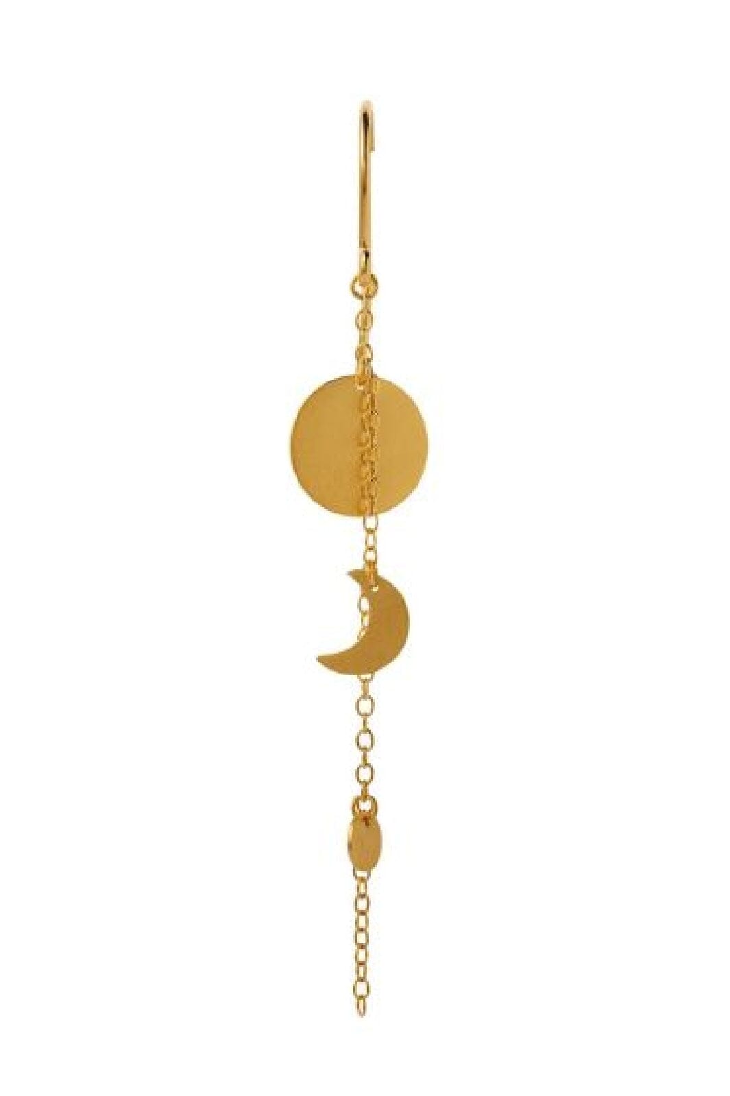 Forudbestilling - Stine A - Sun And Moon Earring With Chain - Single - 1360-02 Øreringe