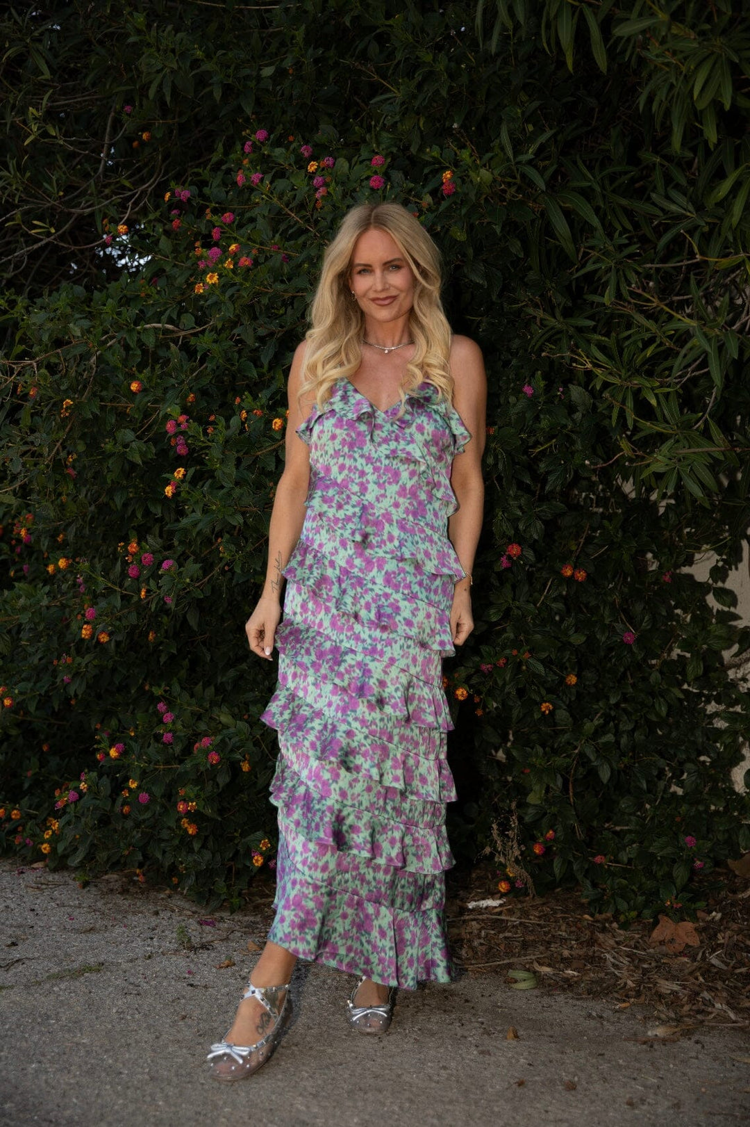 Forudbestilling - Valentin Studio - Ruffle Wild Garden Dress 165477 - 146 - Turquoise Kjoler