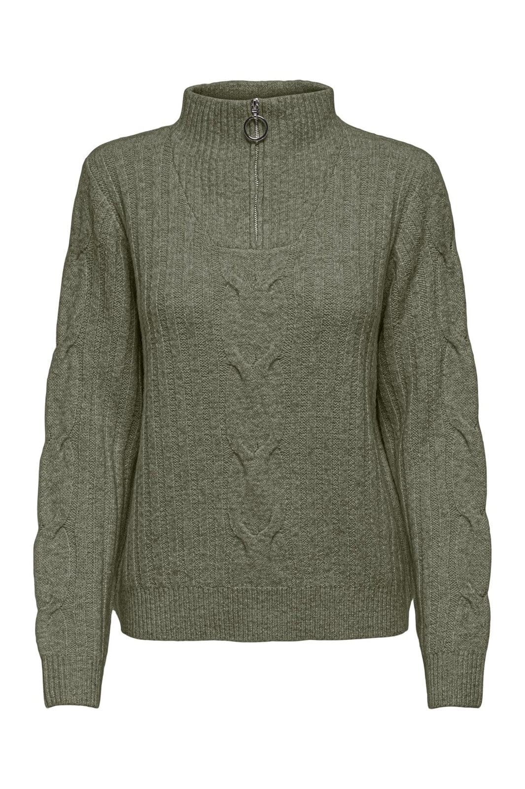 JDY - Jdyandrea L/S Zip Cable Pullove Knt - 4086987 Kalamata Melange