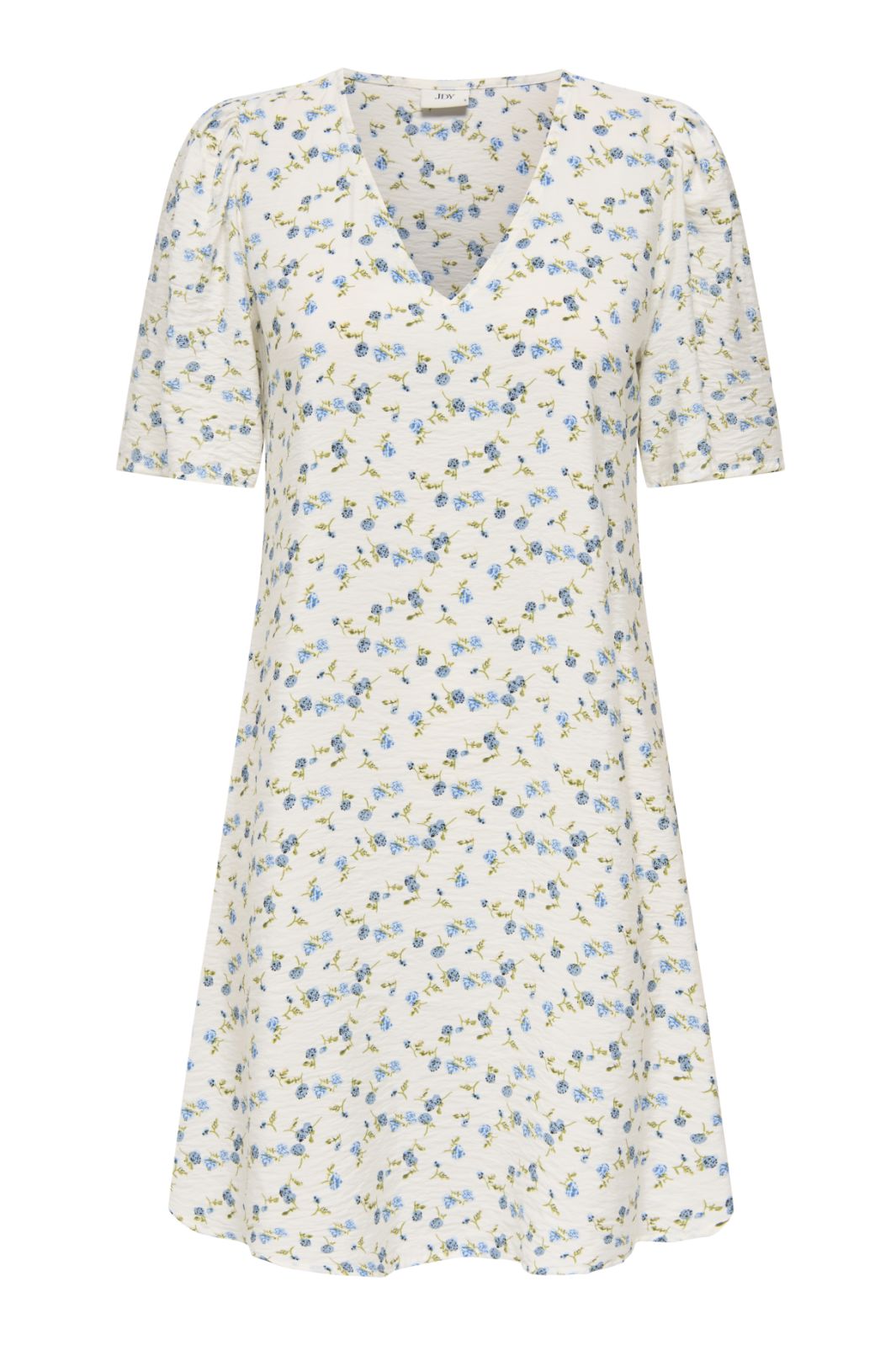 JDY - Jdycarrie 2/4 Short Dress - 4978336 Cloud Dancer Blue Mini Flower Kjoler