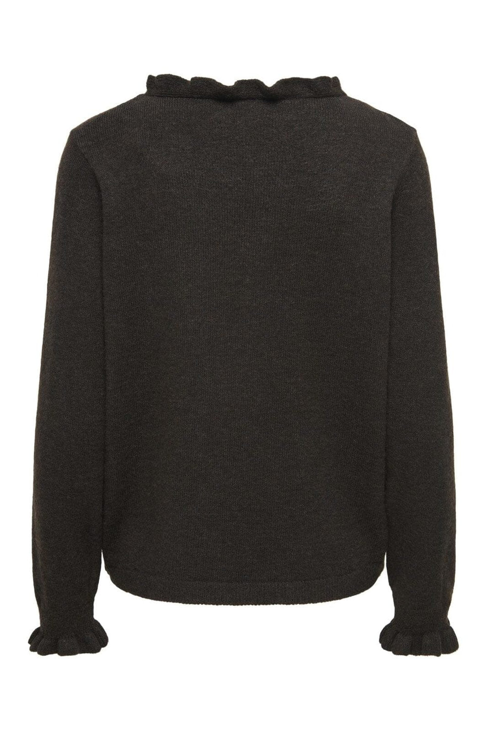 JDY - Jdyletty L/S V-Neck Frill Pullover Knt - 4942952 Chocolate Torte Melange