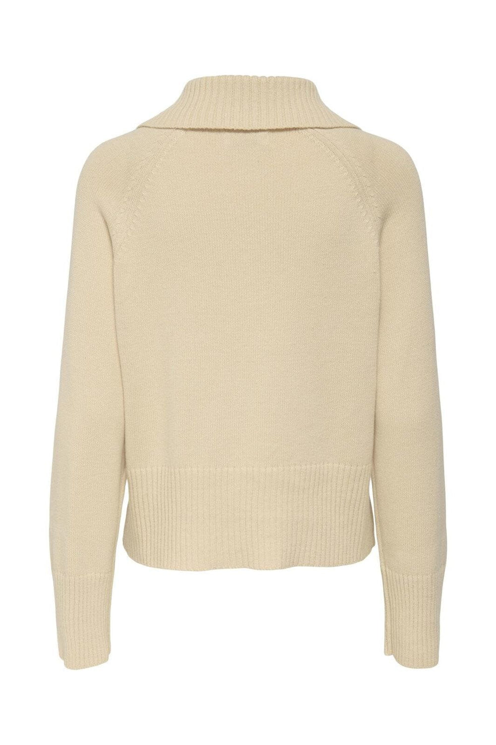 JDY - Jdytriss L/S Button Collar Pullover Knt - 4837931 Sandshell