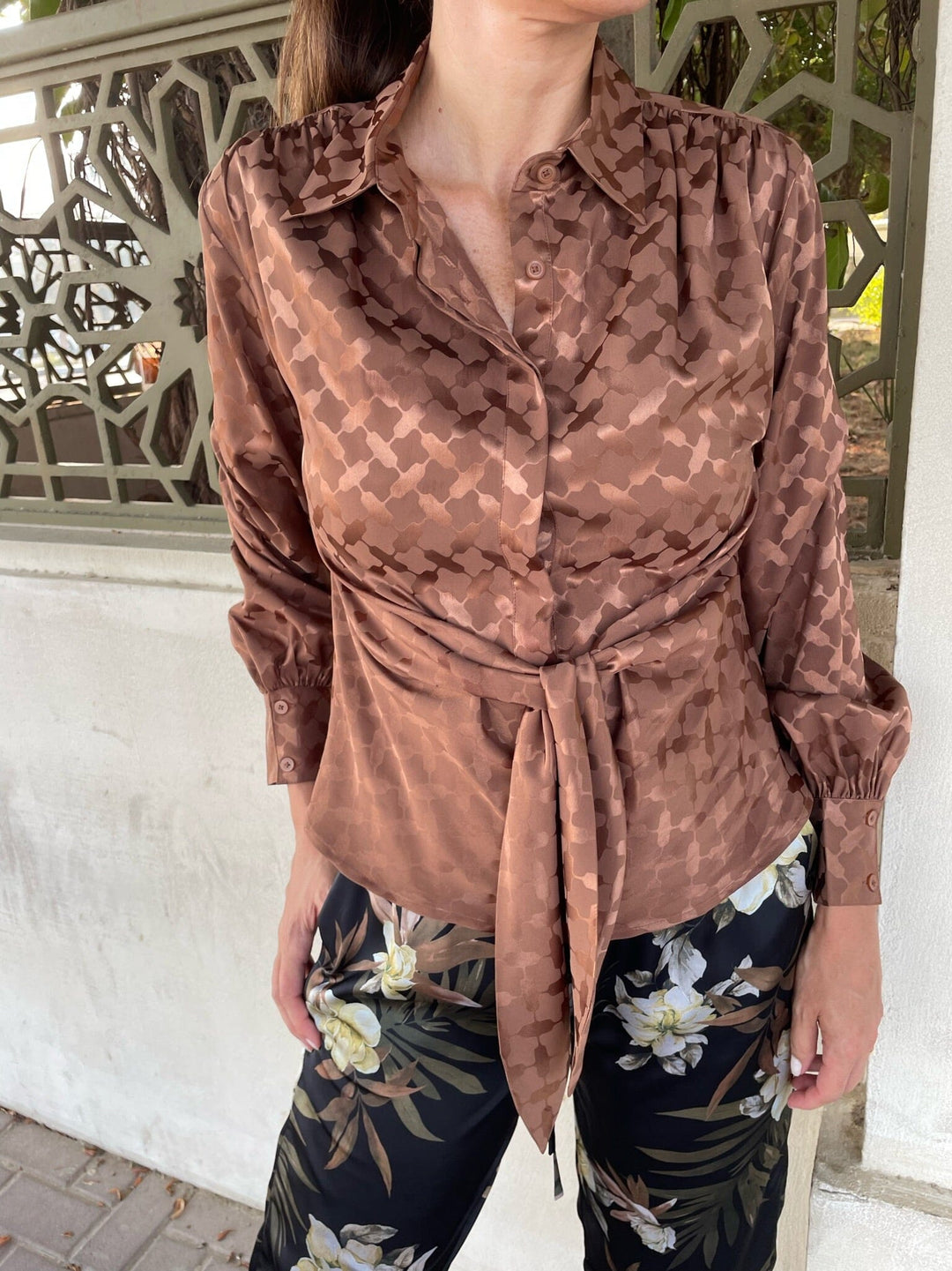 Karmamia - Lee Shirt - Camel Keffiyeh Jacquard Skjorter