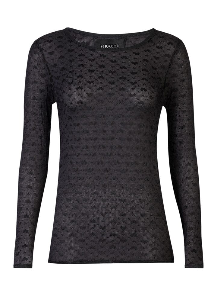 Liberte - Isa Ls Lace Blouse 21345 - Black Small Big Hearts Bluser