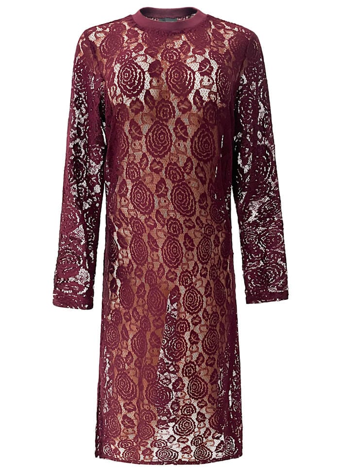 Liberte - Lacy Ls Long Dress 22272 - Bordeaux Lace Kjoler