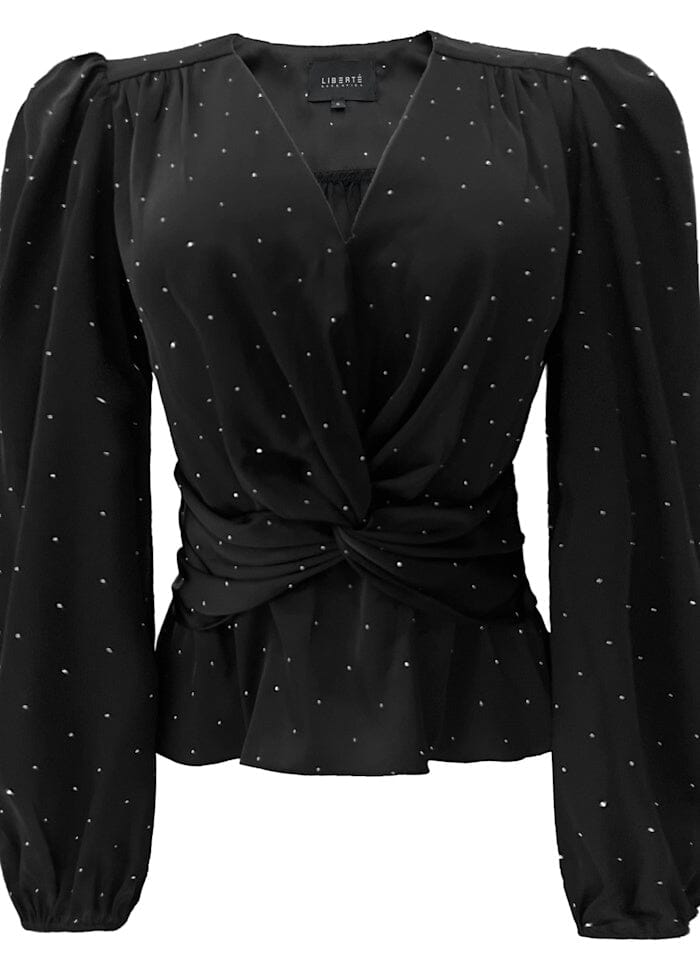 Liberte - Tiki Ls Twist Blouse 22120 - Black Diamond Bluser
