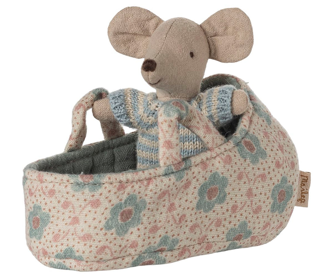 Maileg - Babymus I Babylift - Blå - Baby Mouse Legetøj