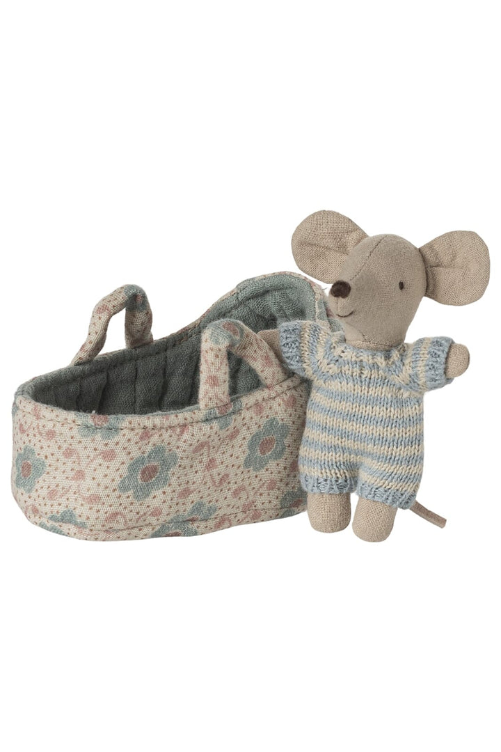 Maileg - Babymus I Babylift - Blå - Baby Mouse Legetøj