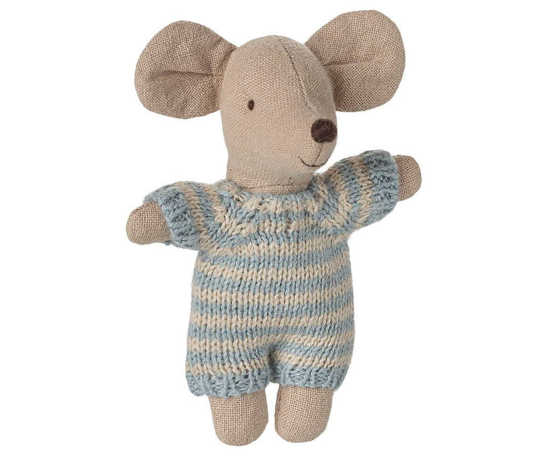 Maileg - Babymus I Babylift - Blå - Baby Mouse Legetøj