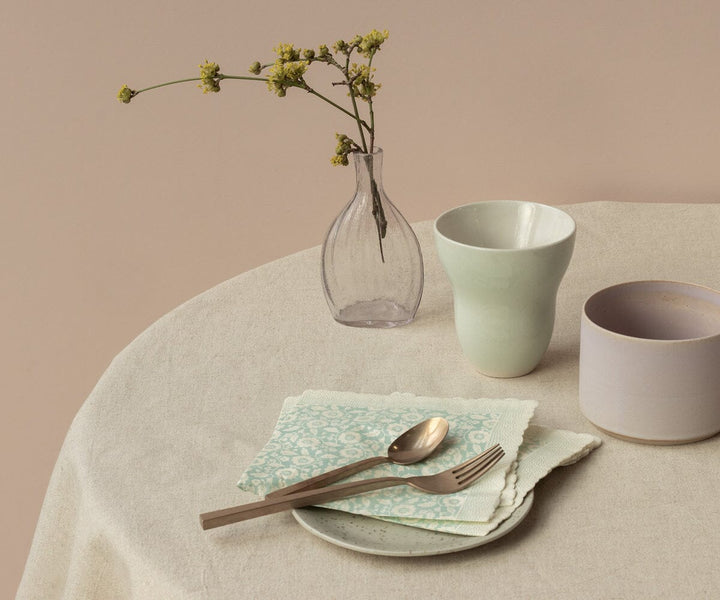 Maileg - Serviet, Blomster - Mint - 15 Cm X 15 Cm Legetøj