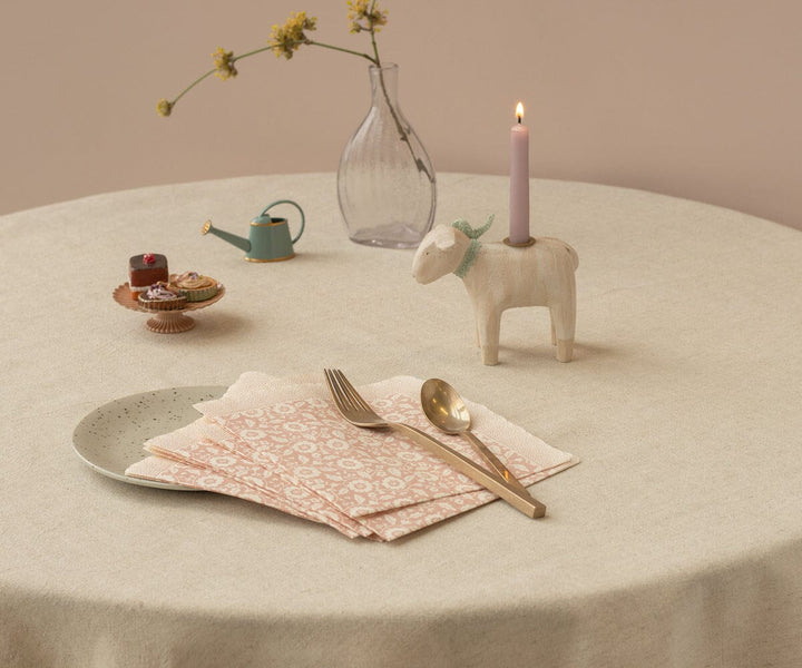 Maileg - Serviet, Blomster - Pudder - 15 Cm X 15 Cm Legetøj