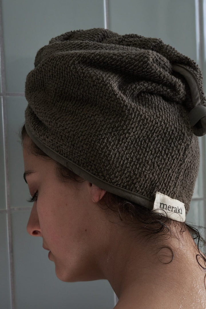 Meraki - Hårhåndklæde, Solid, Army Håndklæder