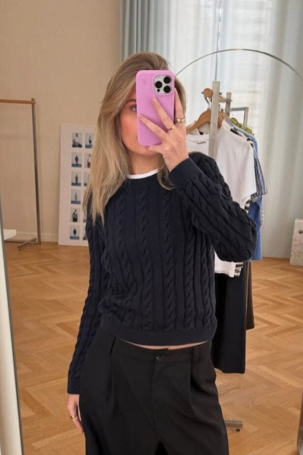 Modström - Sabremd O-Neck 58888 - 3319 - Navy Sky Strikbluser