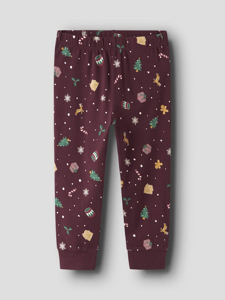 Name It - Nmnvismas Ls Nightset - 4918966 Burgundy Xmas Aop Nattøj